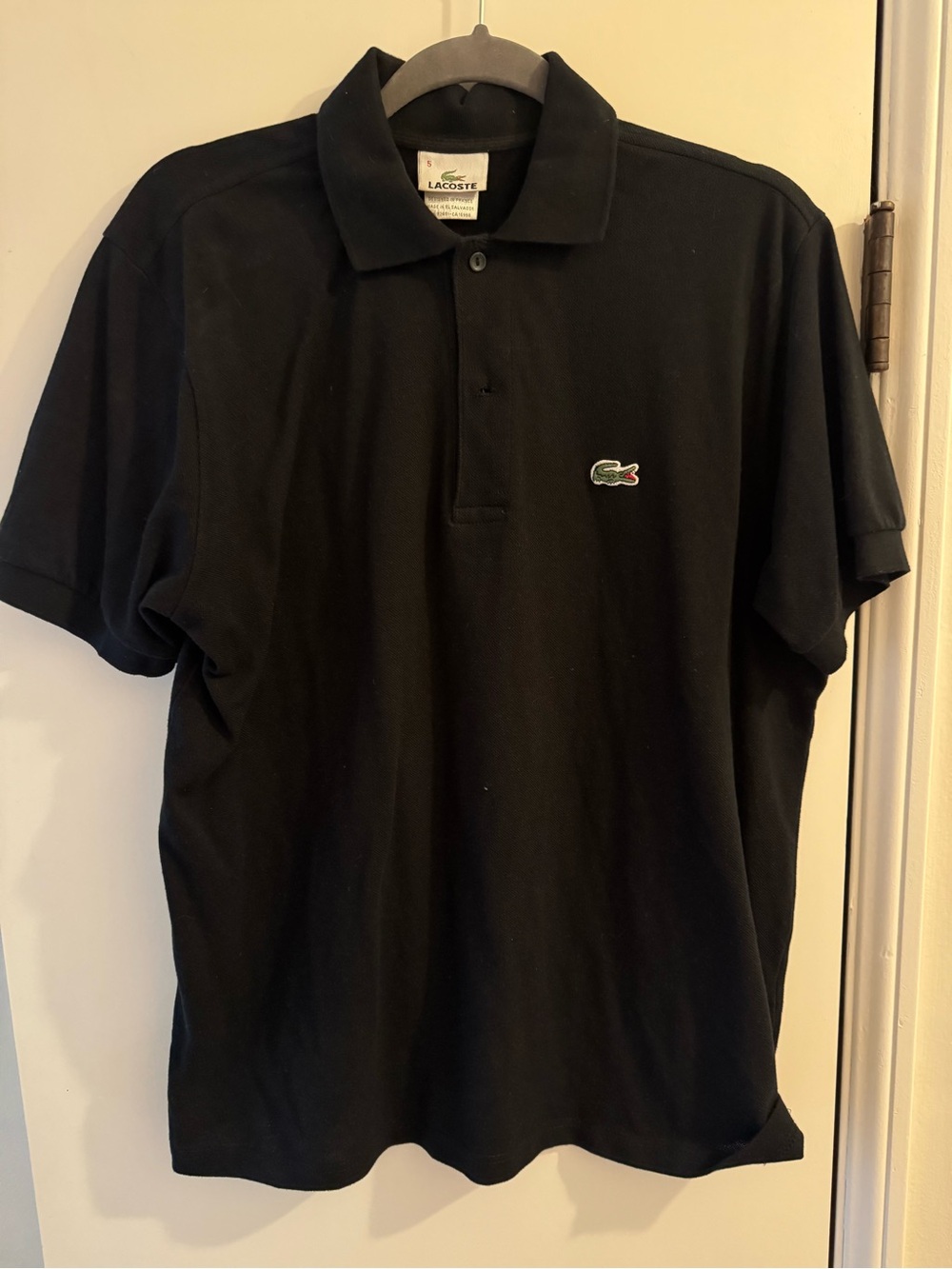 Lacoste Black Men's Short-Sleeve Polo with Crocodile Logo